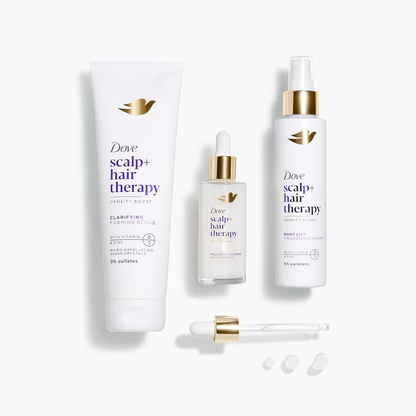Dove Density Boost Root Lift Thickening Spray for Fuller Hair and Scalp Therapy, with Vitamin B3, Zinc and 0% sulfates, 5 oz