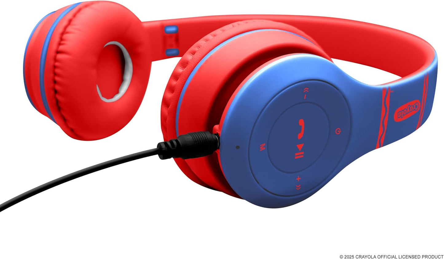 Crayola Kids Over Ear Headphones, Wireless Headphones with Microphone | Lightweight Comfortable Head Phones for Home Travel, Bluetooth 5.0, 5H Playtime, Rechargeable, Hi-Res Sound Audio, FM Radio