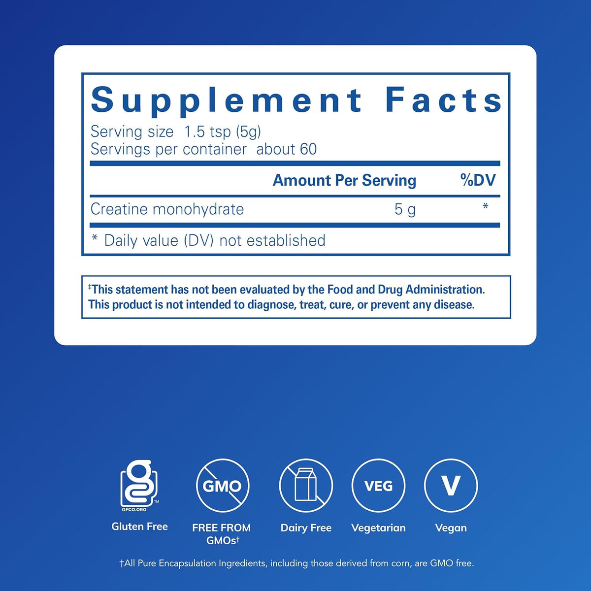 Pure Encapsulations Creatine Supplement, 315 g (60 Servings)