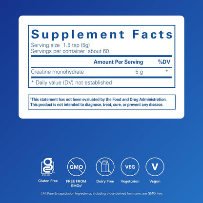 Pure Encapsulations Creatine Supplement, 315 g (60 Servings)