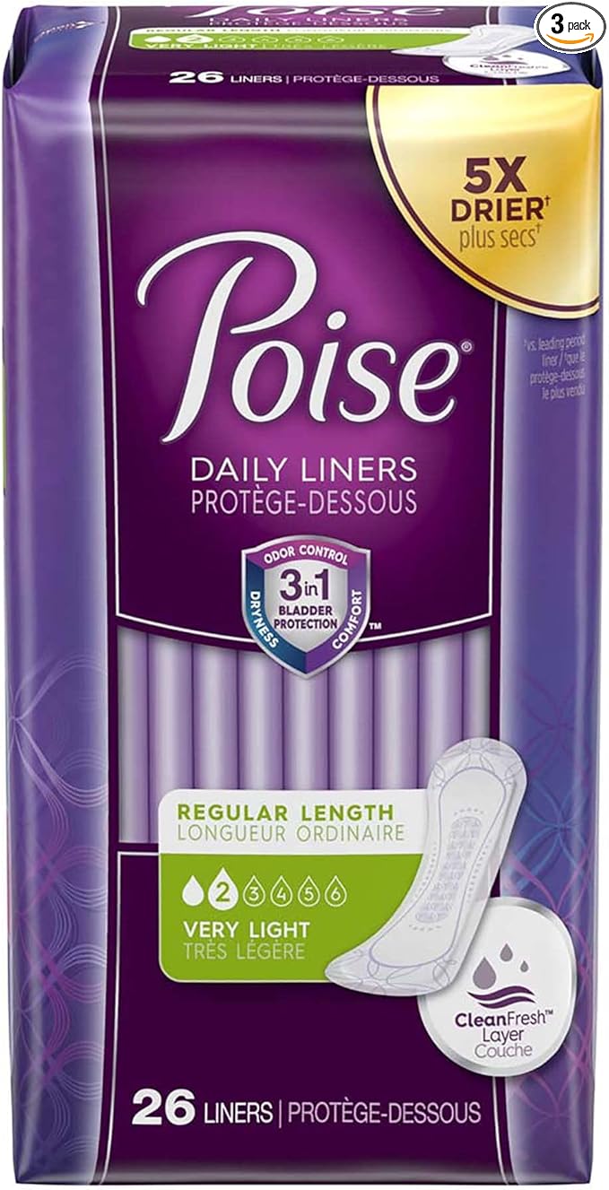 Poise Fresh Protection Female Incontinent Pad Regular Length 7.5" 19305, Light, 78 Ct