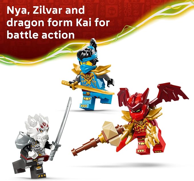 LEGO NINJAGO Zilvar and Grimtak the Dragon Beast 71863 | Building Toys for Boys & Girls, Ages 7+, Action Figures for Pretend Play, 3 Minifigures, 232 pieces, Gift for Birthdays