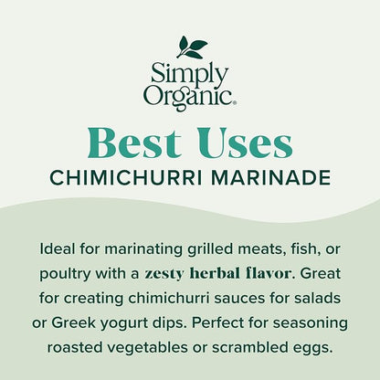 Simply Organic Chimichurri Marinade Mix, Vegan Friendly, Kosher, USDA Certified Organic, Gluten Free & Non-GMO, 0.71 Ounce (Pack of 12)