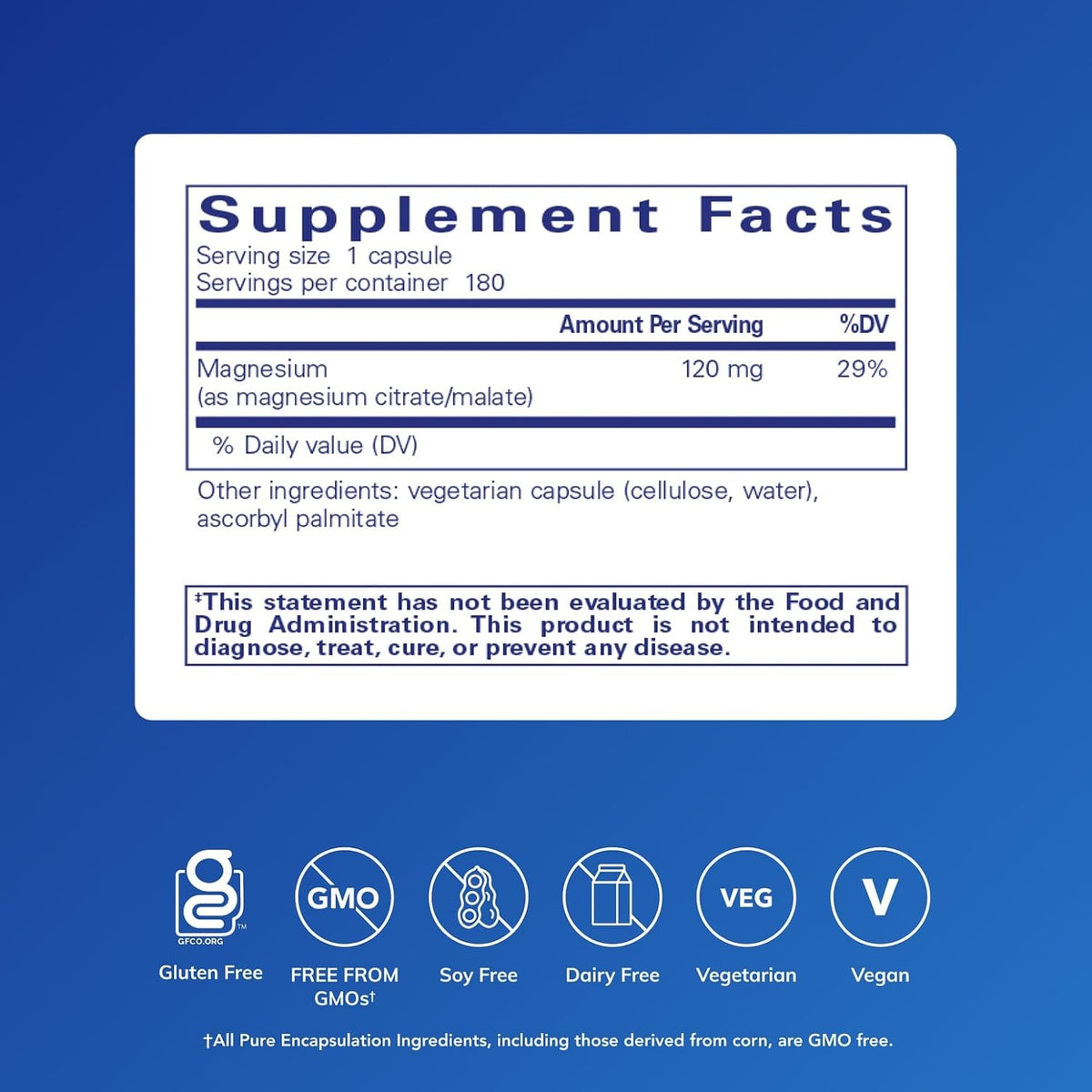 Pure Encapsulations Magnesium (Citrate/Malate), 180 Capsules