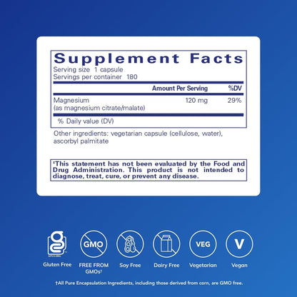 Pure Encapsulations Magnesium (Citrate/Malate), 180 Capsules