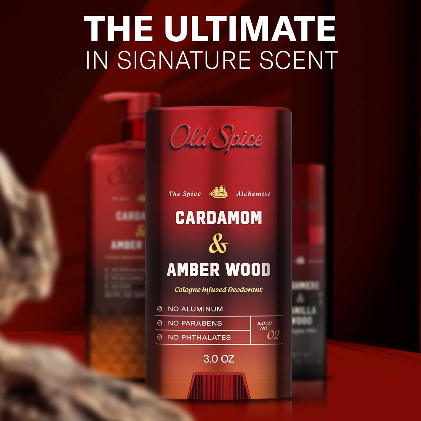 Old Spice Aluminum Free Deodorant for Men, The Spice Alchemist Collection, 24/7 Cologne Infused Scent, No Trade Off Formula, Free of Parabens & Phthalates, Cardamom + Amber Wood Scent, 3.0 oz