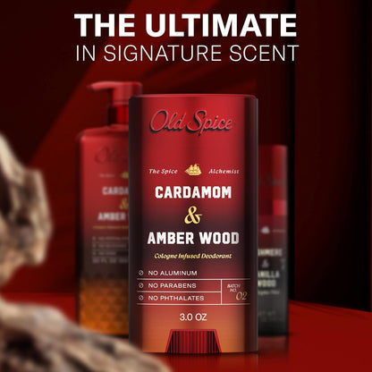 Old Spice Aluminum Free Deodorant for Men, The Spice Alchemist Collection, 24/7 Cologne Infused Scent, No Trade Off Formula, Free of Parabens & Phthalates, Cardamom + Amber Wood Scent, 3.0 oz