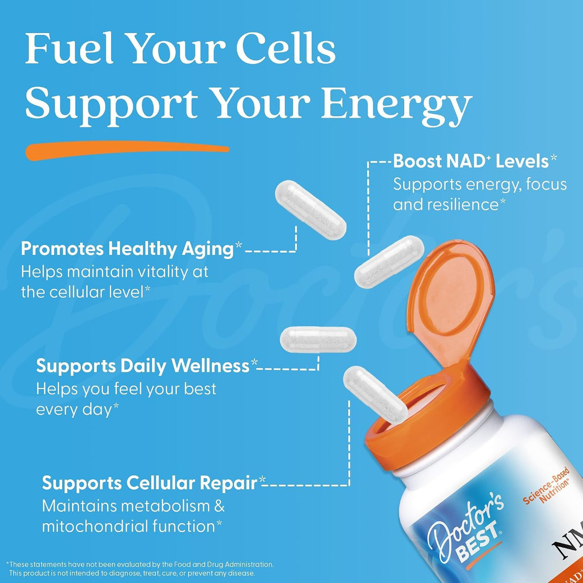 Doctor's Best NMN Supplement, for Women & Men, Vegan, Non GMO, 60 Veg Caps