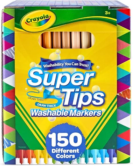 Crayola Super Tips Marker Set (150ct), Teacher Classroom Must Haves, Homeschool Supplies, 2-in-1 Fine Point & Broad Line Markers for Kids, 3+ | Teacher Classroom Must Haves, Homeschool Supplies, 2-in-1 Fine Point & Broad Line Markers for Kids, 3+