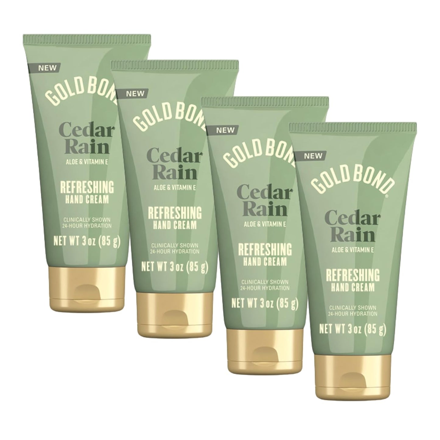 Gold Bond Hand Cream With Aloe Vera, Refreshing Cedar Rain, 3 oz., 4 Pack | 24hr Hydrating Hand Cream, Refreshing Cedar Rain Scent, Travel Size, Gift Set