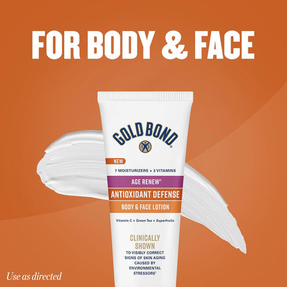 Gold Bond Age Renew Antioxidant Defense Body Lotion & Face Moisturizer | Face and body lotion for women & men, brightens, smooths & evens skin tone, with Vitamin C, Superfruits, Green Tea, 8 oz.
