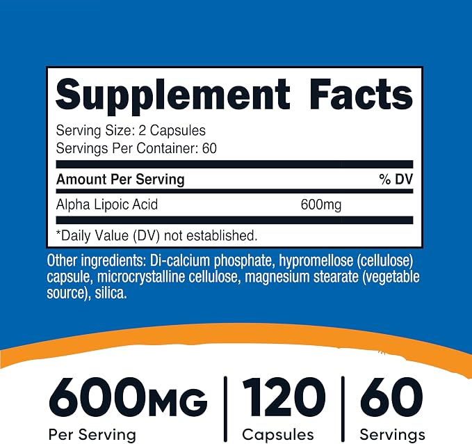 Nutricost Alpha Lipoic Acid (600mg) 120 Capsules, 60 Servings