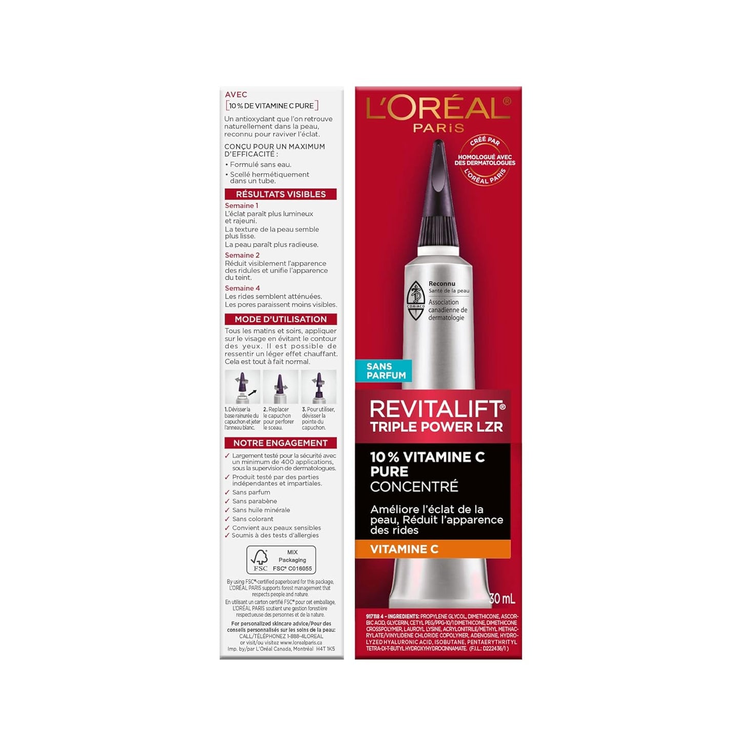 L'Oreal Paris Revitalift 10% Pure Vitamin C Face Serum for Brighter Skin & Reduced Wrinkles, Fragrance Free, 1 0z.