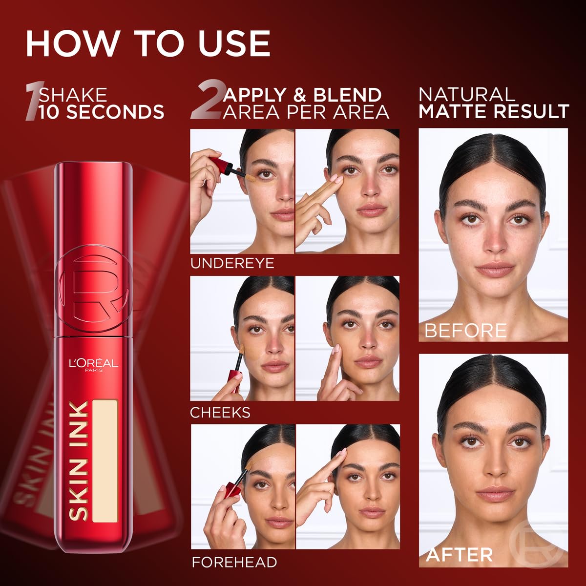 L'Oreal Paris Infallible Skin Ink 2-in-1 Foundation Concealer Hybrid Face Makeup, up to 48HR Transfer-Resistant with Medium Coverage, 465 Rich Cool (Pack of 2)