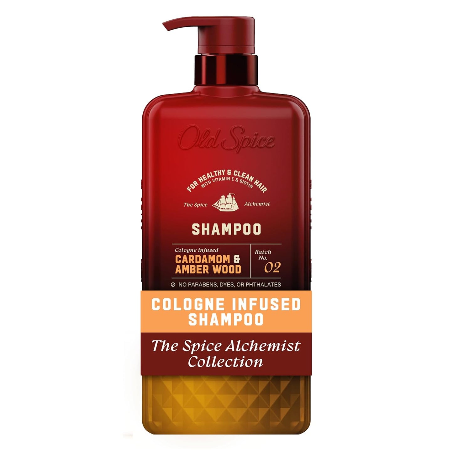Old Spice Men's Shampoo, The Spice Alchemist Collection, Cologne-Infused Cardamom and Amber Wood Scent, Free of Parabens & Phthalates, 20 fl oz