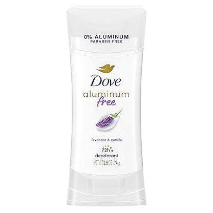 Dove 0% Aluminum Deodorant Stick Non irritating for Underarm Care Lavender and Vanilla Kindest Aluminum free 2.6 oz