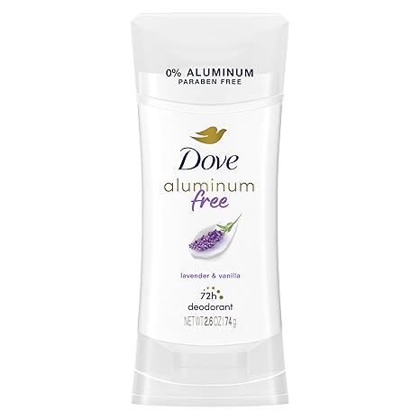 Dove 0% Aluminum Deodorant Stick Non irritating for Underarm Care Lavender and Vanilla Kindest Aluminum free 2.6 oz