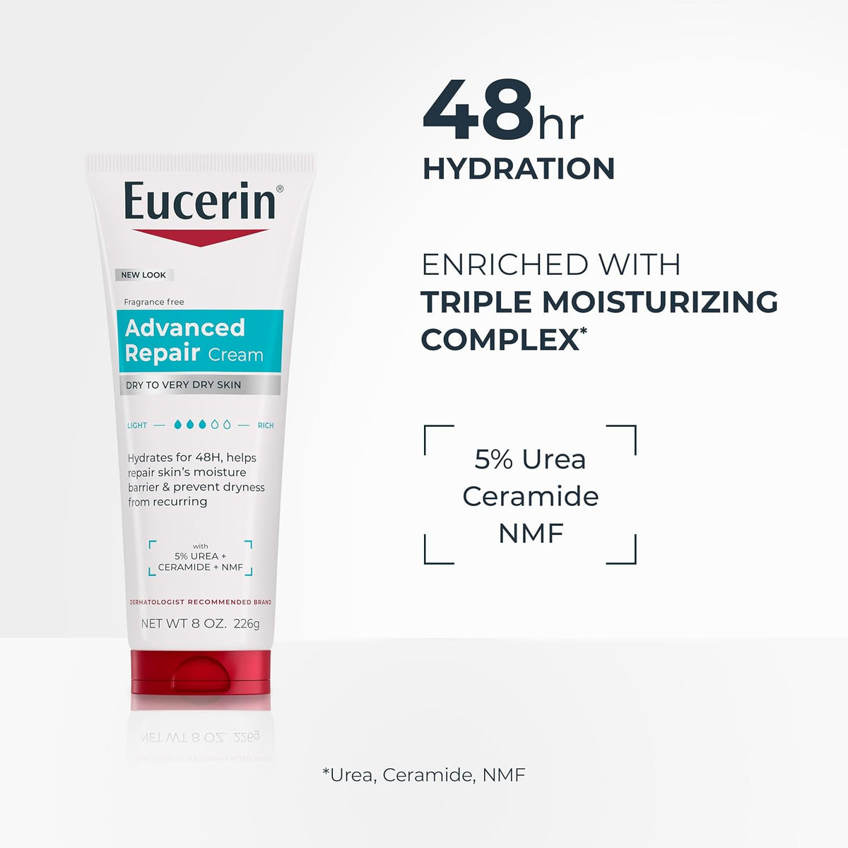 Eucerin Advanced Repair Body Cream, Urea Enriched, 8 Ounce (Pack of 12)