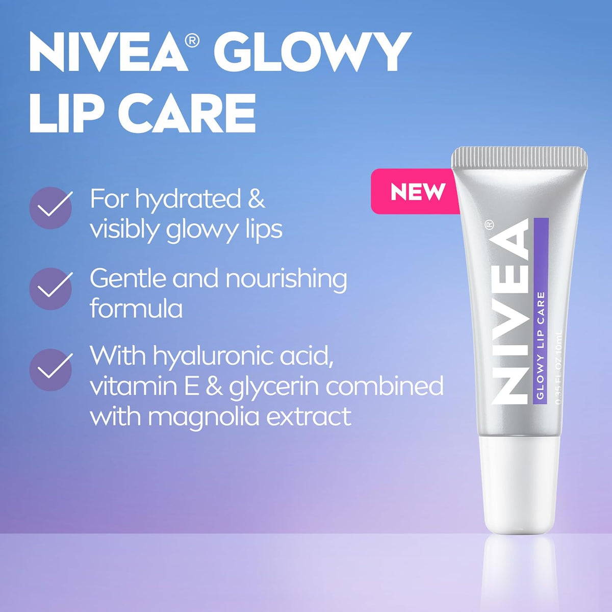 NIVEA Glowy Lip Care, Hydrating Lip Balm, 0.35 FL OZ