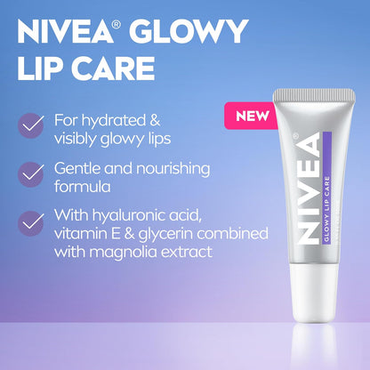 NIVEA Glowy Lip Care, Hydrating Lip Balm, 0.35 FL OZ