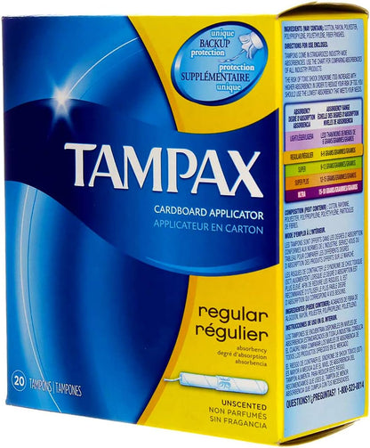 Tampax Tampons with Flushable Cardboard Applicator - Regular - 20 ct - 2 pk