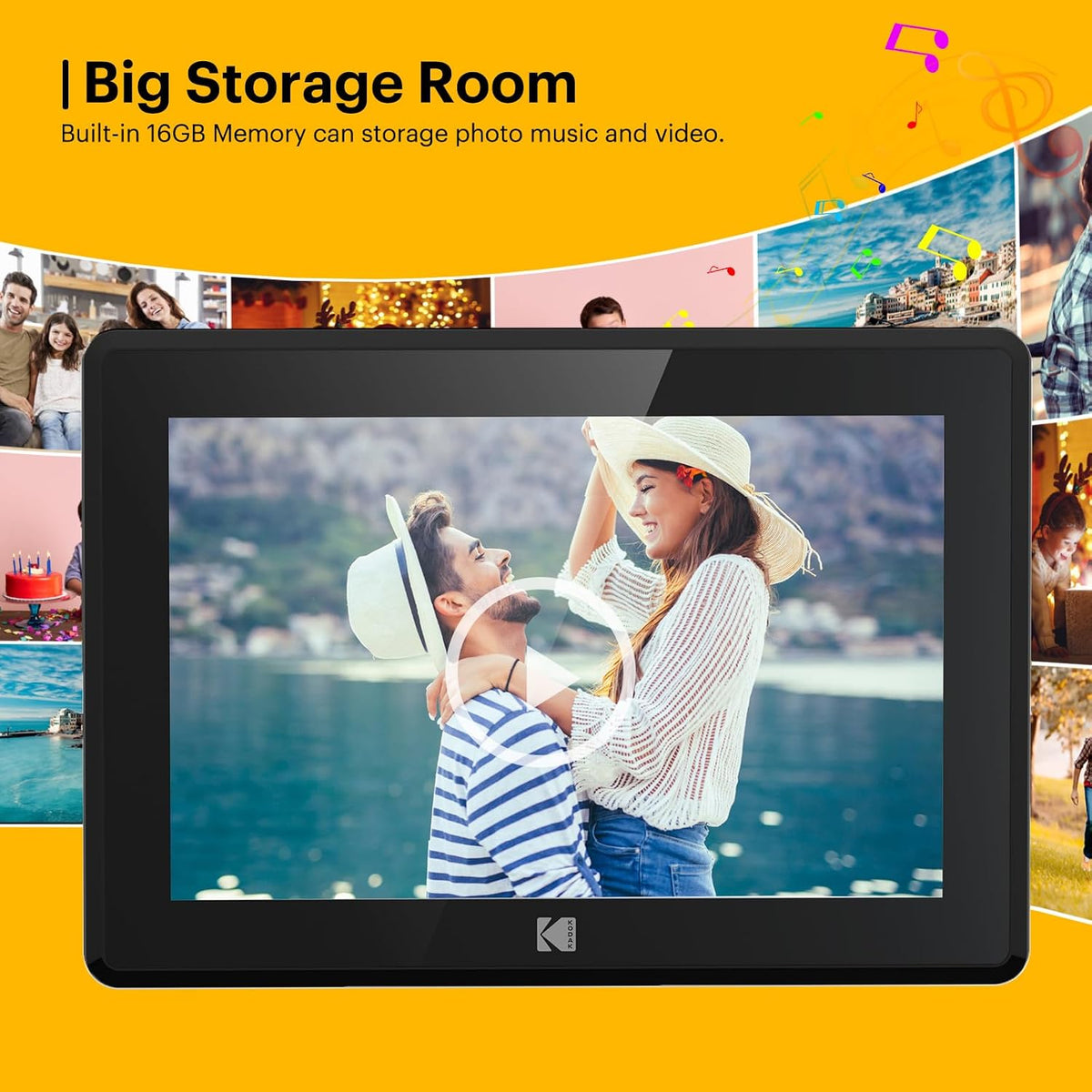 KODAK 10.1 Inch WiFi Digital Picture Frame, IPS Touch Screen HD Display with 16GB Storage, Share Video Clips and Photos Instantly Via E-Mail or App, Effortless to Set up - Black