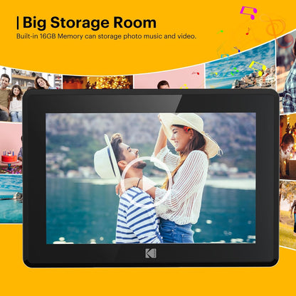 KODAK 10.1 Inch WiFi Digital Picture Frame, IPS Touch Screen HD Display with 16GB Storage, Share Video Clips and Photos Instantly Via E-Mail or App, Effortless to Set up - Black