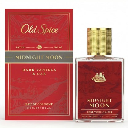 Old Spice Cologne for Men, Premium & Pairable Fragrance Spray, Midnight Moon with Dark Vanilla & Oak Signature Scent, Masculine & Sophisticated for Day & Night Wear, Eau de Cologne, 3.4 fl oz