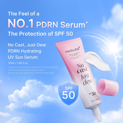 medicube Sunscreen No Cast Just Dew PDRN Hydrating UV Sun Serum, SPF 50