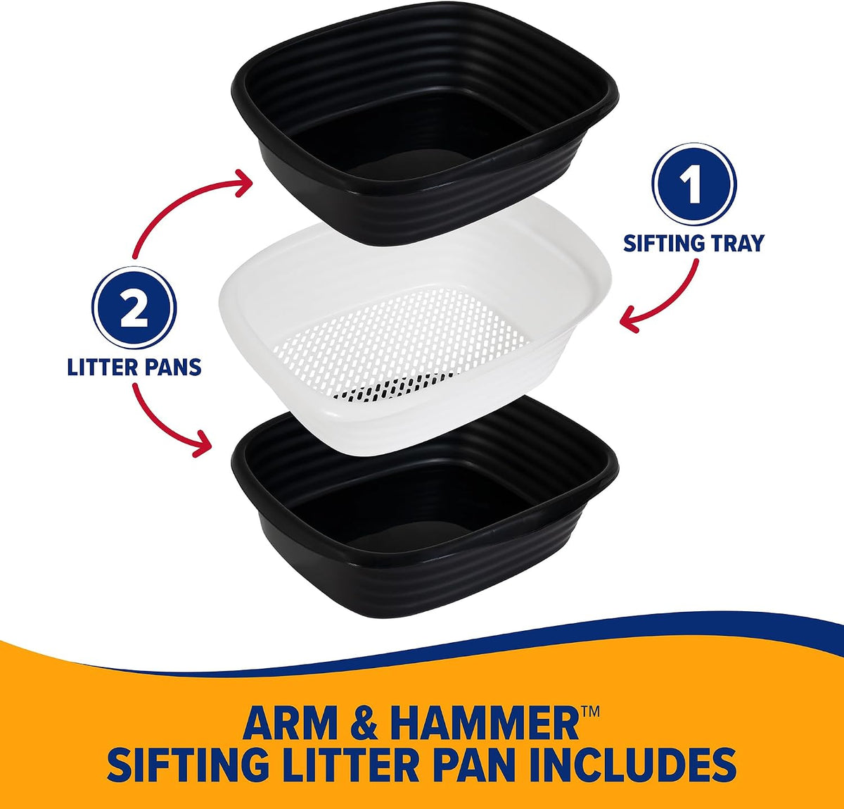 Arm & Hammer Large Sifting Litter Box Scoop Free Cat Litter Tray with Microban