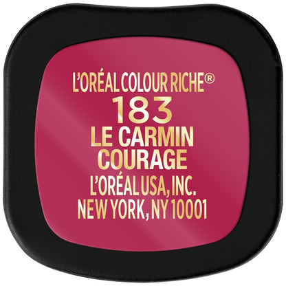 L'Oreal Paris Colour Riche Intense Volume Matte Lipstick, Lip Color Infused with Hyaluronic Acid for up to 16hr All Day Comfort, Le Carmin Courage, 0.06 oz (Pack of 2)