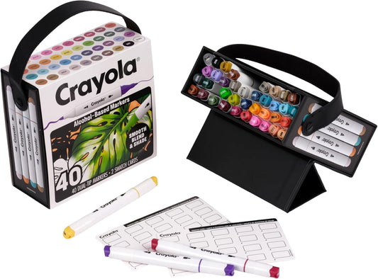 Crayola DualTip Alcohol Marker Set for Adults (40ct), Adult Coloring Book Markers for Blending, Shading & Layering, Fine & Brush Tips, Art Supplies
