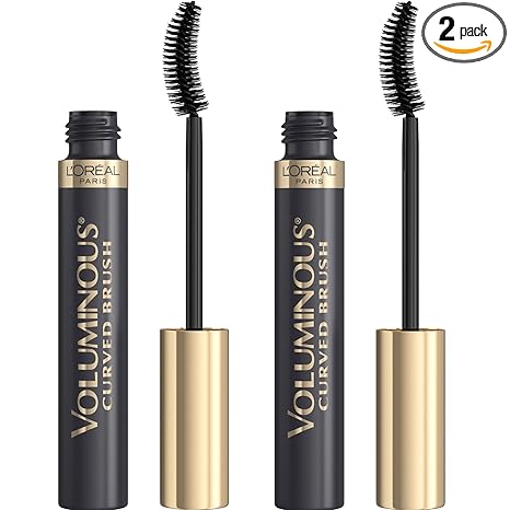 L’Oreal Paris Original Voluminous Mascara, Building Mascara Volume and Length Formula, Curved Brush, Washable, Black, 0.26 Fl Oz., 2 Count