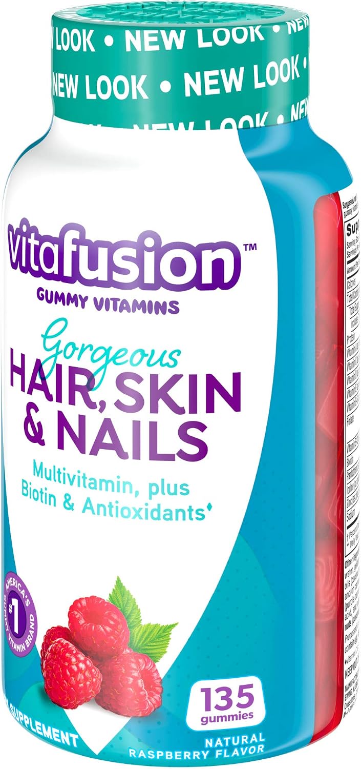 Vitafusion Gorgeous Hair/Skin & Nails Multivitamin Gummy Vitamins + Biotin & Antioxidant Vitamins C&E/Raspberry Flavor (45 Day Supply) America’s Number One Gummy Vitamin Brand, 135 Count (Pack of 2)