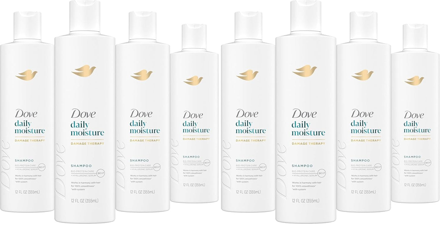 Dove Nutritive Solutions Moisturizing Shampoo for Dry Hair Daily Moisture with Pro-Moisture Complex for Manageable and Smooth Hair 12 oz,(Pack of 8)