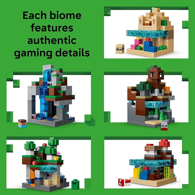LEGO Minecraft Mini Biomes Building & Pretend Play Toy for Boys & Girls - Video Game Playset & Toy Figures for Preteens, Ages 12 + - W/2 Minifigures & 3 Microfigures - Gift Idea for Birthdays - 21589
