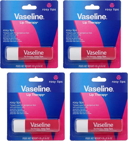 Vaseline Lip Therapy Care Rosy, Fast-Acting Nourishment, Ideal for Chapped, Dry, Cracked, or Damaged Lips, Lip Balm, 0.16 Oz Each (Pack of 20)