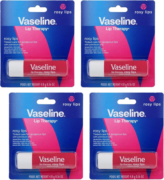 Vaseline Lip Therapy Care Rosy, Fast-Acting Nourishment, Ideal for Chapped, Dry, Cracked, or Damaged Lips, Lip Balm, 0.16 Oz Each (Pack of 20)