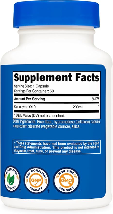 Nutricost CoQ10 200mg, 60 Vegetarian Capsules, 60 Servings, Vegetarian