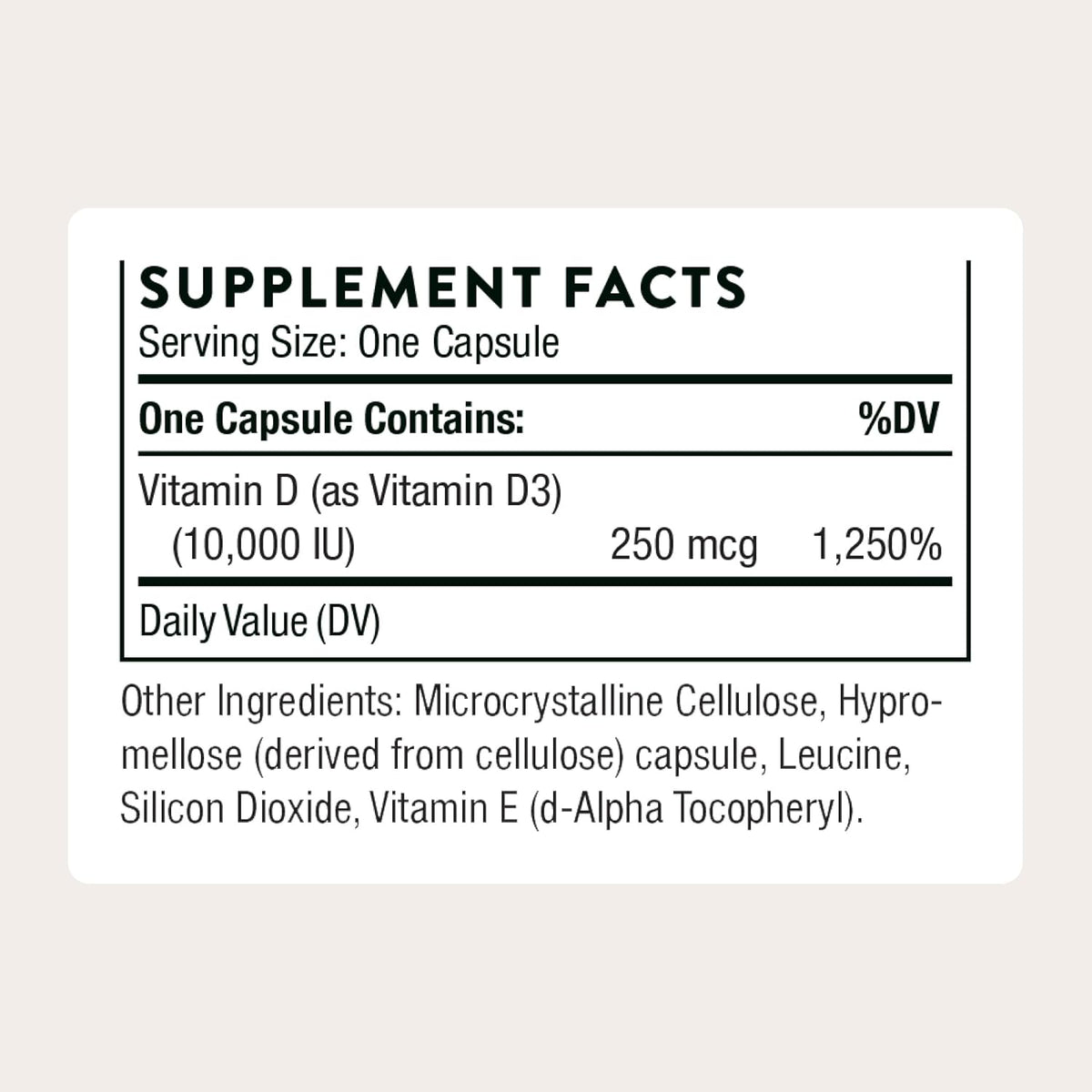 THORNE Vitamin D-10,000, Vitamin D3 Supplement, 10,000 IU, 60 Capsules