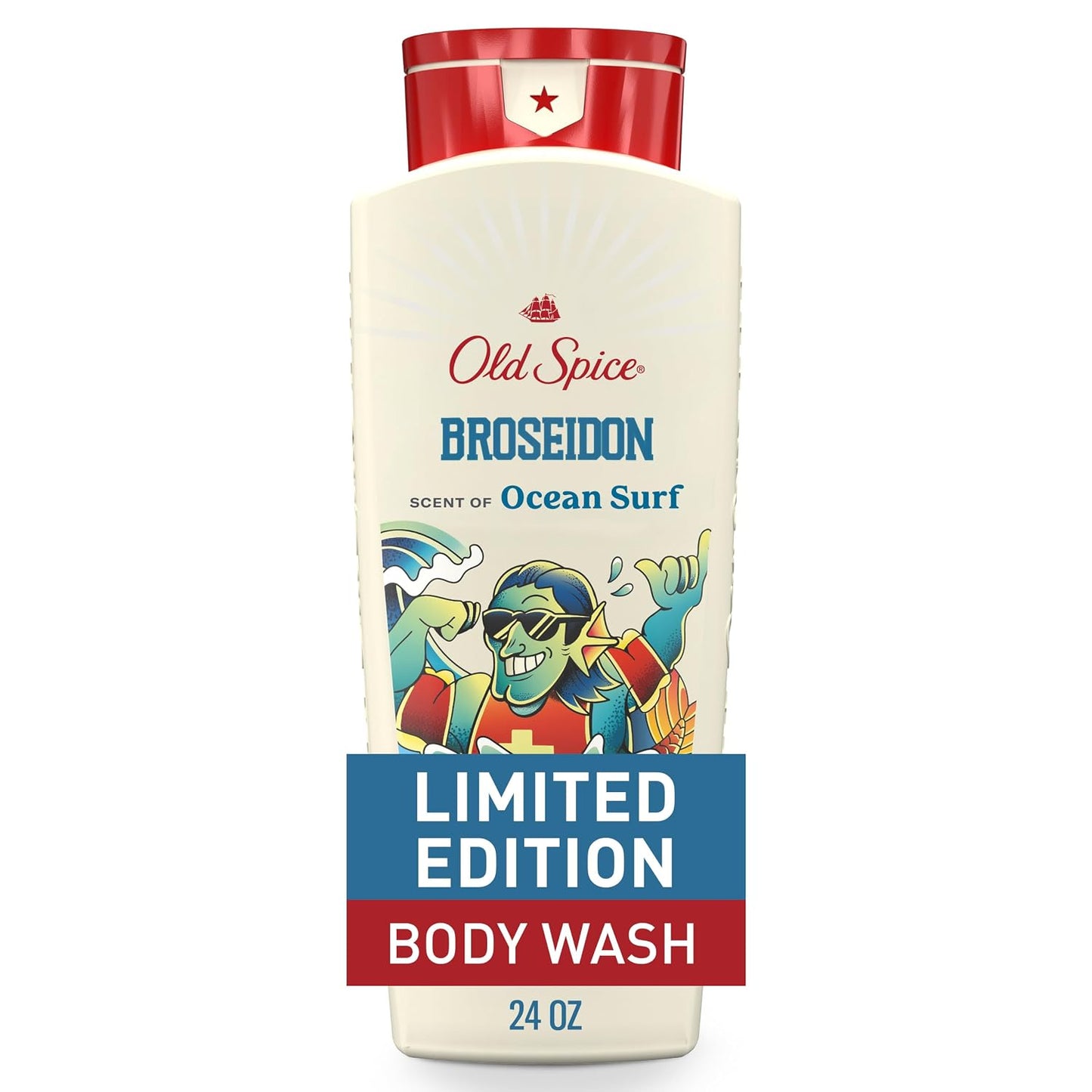 Old Spice Body Wash for Men, Summerdudes, 24/7 Shower Fresh with Daily Use, Long Lasting Scent, Cleanse & Refresh Skin, VIP Festival Experience, Broseidon with Ocean Surf Scent, 24 oz