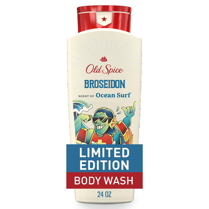 Old Spice Body Wash for Men, Summerdudes, 24/7 Shower Fresh with Daily Use, Long Lasting Scent, Cleanse & Refresh Skin, VIP Festival Experience, Broseidon with Ocean Surf Scent, 24 oz