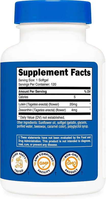 Nutricost Zeaxanthin with Lutein (20mg) 120 Softgels