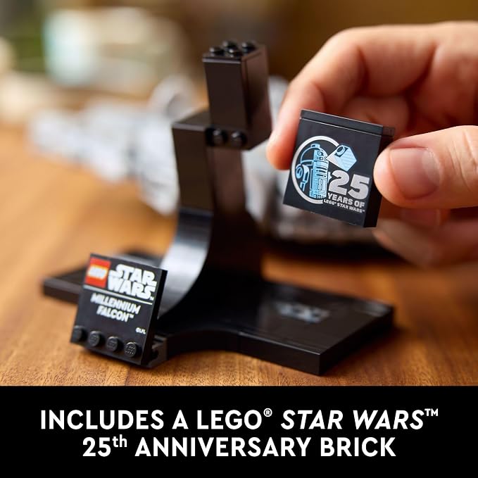 LEGO Star Wars Millennium Falcon 25th Anniversary Collectible - DIY Building Set for Adults, Men & Women, Ages 18+ - A New Hope Model with Display Stand - Star Wars Gift - 75375 | Lego Star Wars Lego 921 Pieces - Millennium Falcon A New Hope #75375