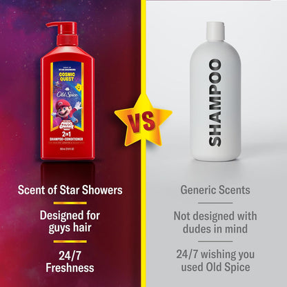 Old Spice Mens 2-in-1 Shampoo and Conditioner, Cosmic Quest, x The Super Mario Galaxy Movie, 21.9 fl oz