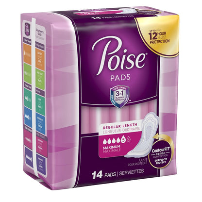 Poise 19568 Maximum Absorbency Pads, Formerly Ultra, Pack of 14
