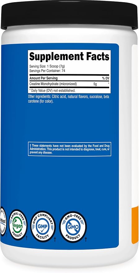 Nutricost Creatine Monohydrate Powder (Mandarin Orange, 500 Gram) Vegan