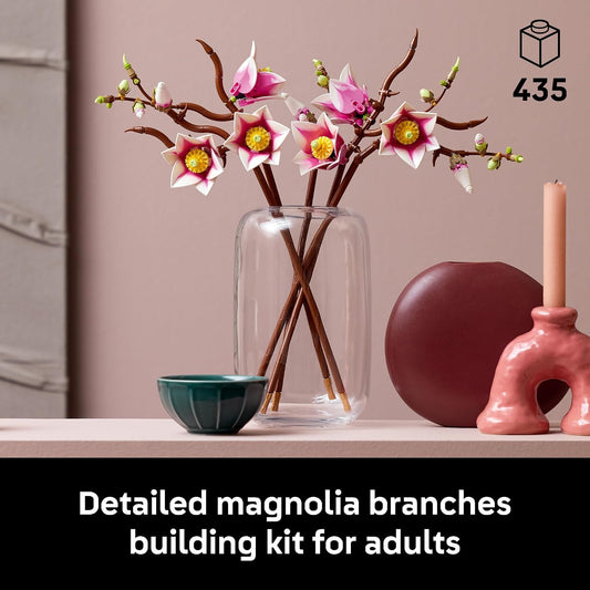 LEGO Botanicals Magnolia Branches Building Set for Adults, Ages 18+ - Gift for Birthdays - Artificial Flowers for Home Office, Bedroom or Desk Decor - 11510
