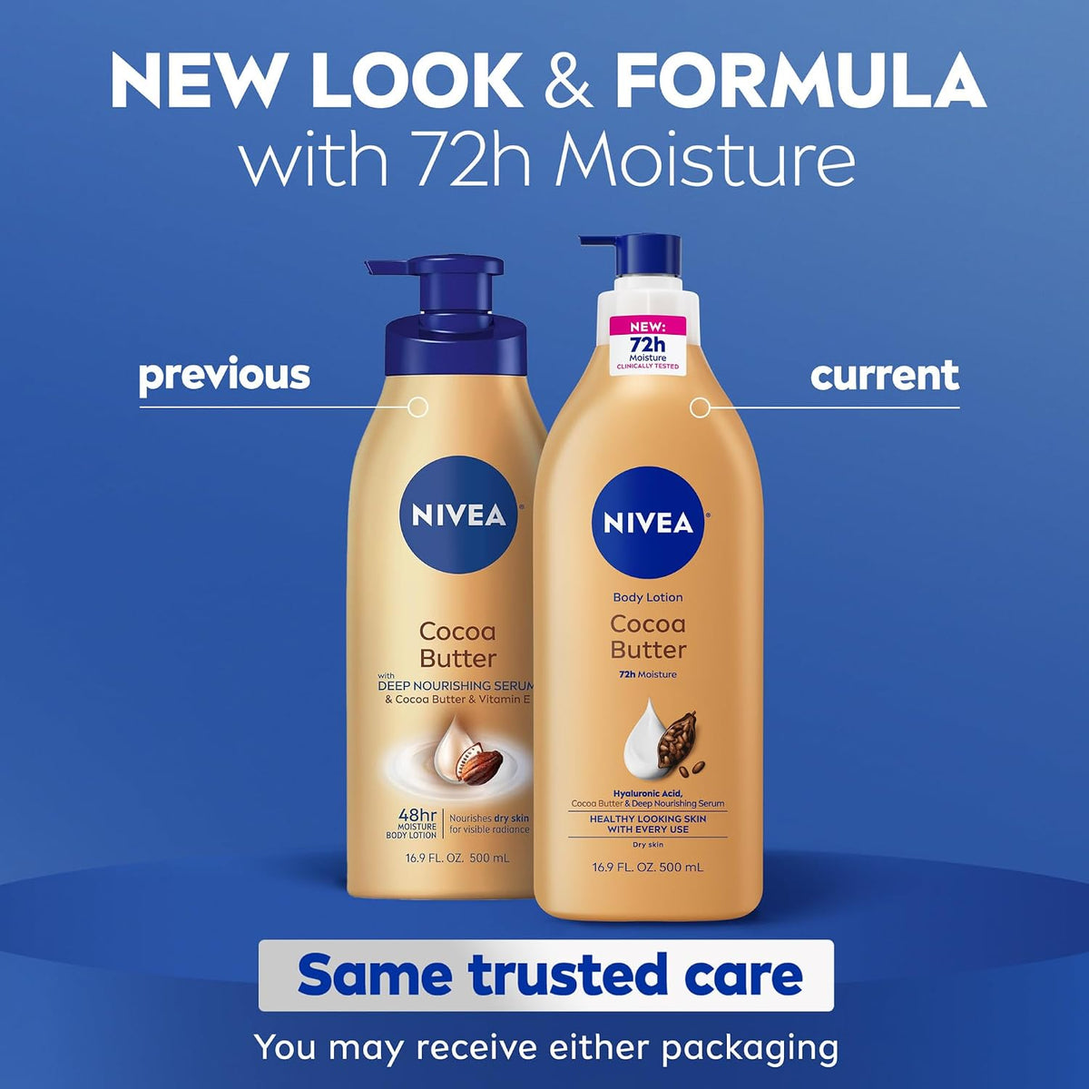 NIVEA Cocoa Butter Body Lotion for Dry Skin with Hyaluronic Acid, 16.9 Oz