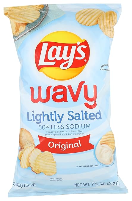 Lay's Potato Chips Wavy Lightly Salted, 7.5 Oz